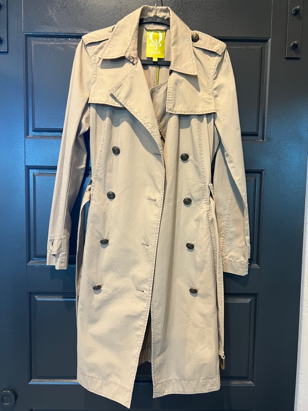 Women's Beige Double-Breasted Trench Coat with Belt